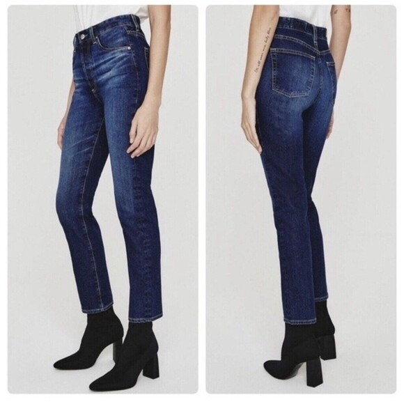 Ag Adriano Goldschmied 32R Alexxis High Rise Vintage Slim Jeans Button Fly Blue - Picture 2 of 12
